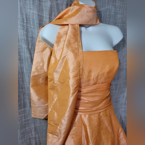 🎃ORANGE STRAPLESS RUFFLE PROM, HOMECOMING DRESS 90s does 50s Halloween - Picture 11 of 16